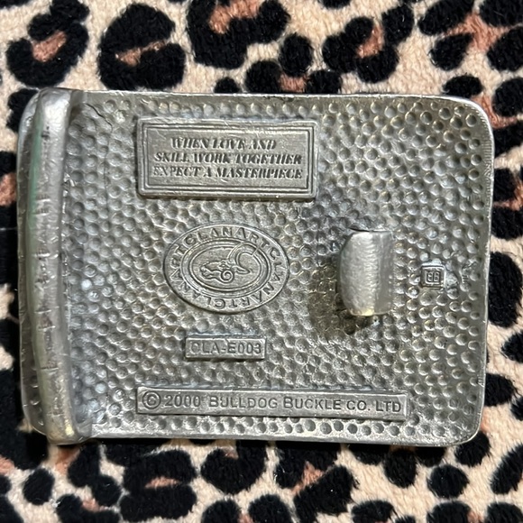 VINTAGE BULLDOG BUCKLE CO. CELTIC WICCAN SILVER PEWTER BELT BUCKLE ENGLAND - Picture 2 of 2